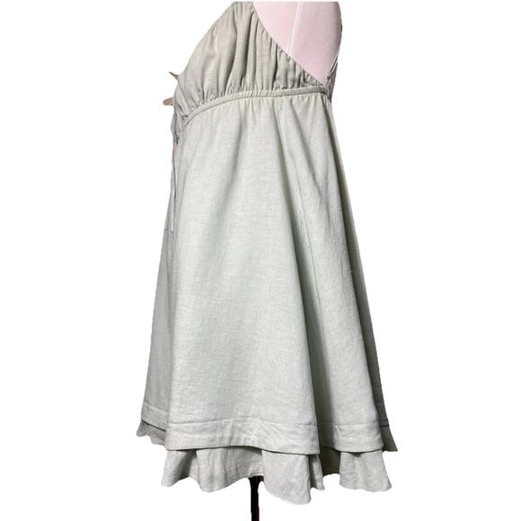 Princess Polly Empress of Love Mini Dress Sage Green Size 6 Linen Blend Ruffle - Picture 6 of 15
